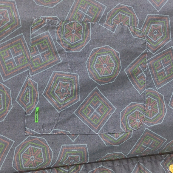 Men's Hilfiger Vtg. LS BU Cotton Navy Blue Geometric Pattern Mirror Inside Shirt - Picture 4 of 13